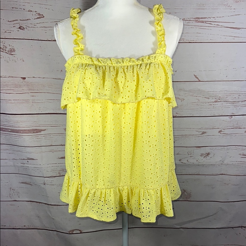 Peach Love - Yellow Ruffled Eyelet Top